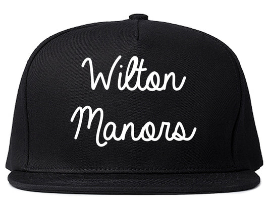 Wilton Manors Florida FL Script Mens Snapback Hat Black