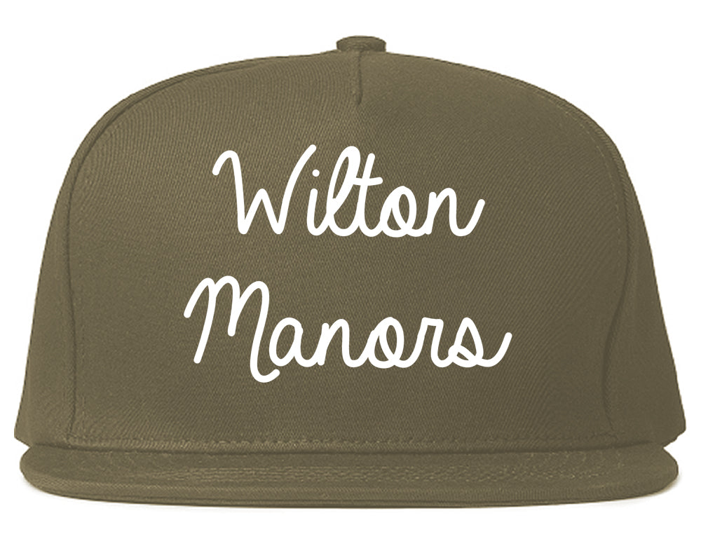 Wilton Manors Florida FL Script Mens Snapback Hat Grey