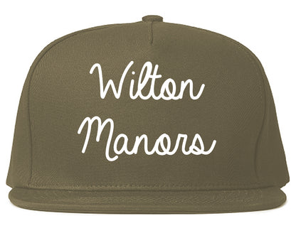 Wilton Manors Florida FL Script Mens Snapback Hat Grey