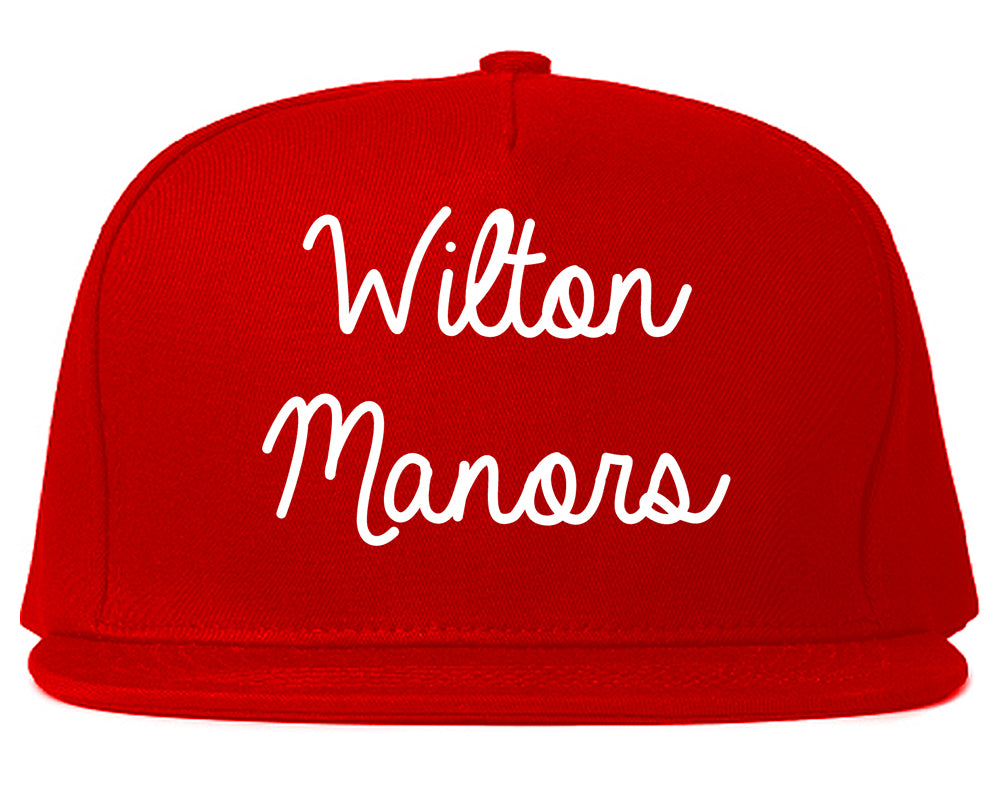 Wilton Manors Florida FL Script Mens Snapback Hat Red