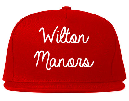 Wilton Manors Florida FL Script Mens Snapback Hat Red