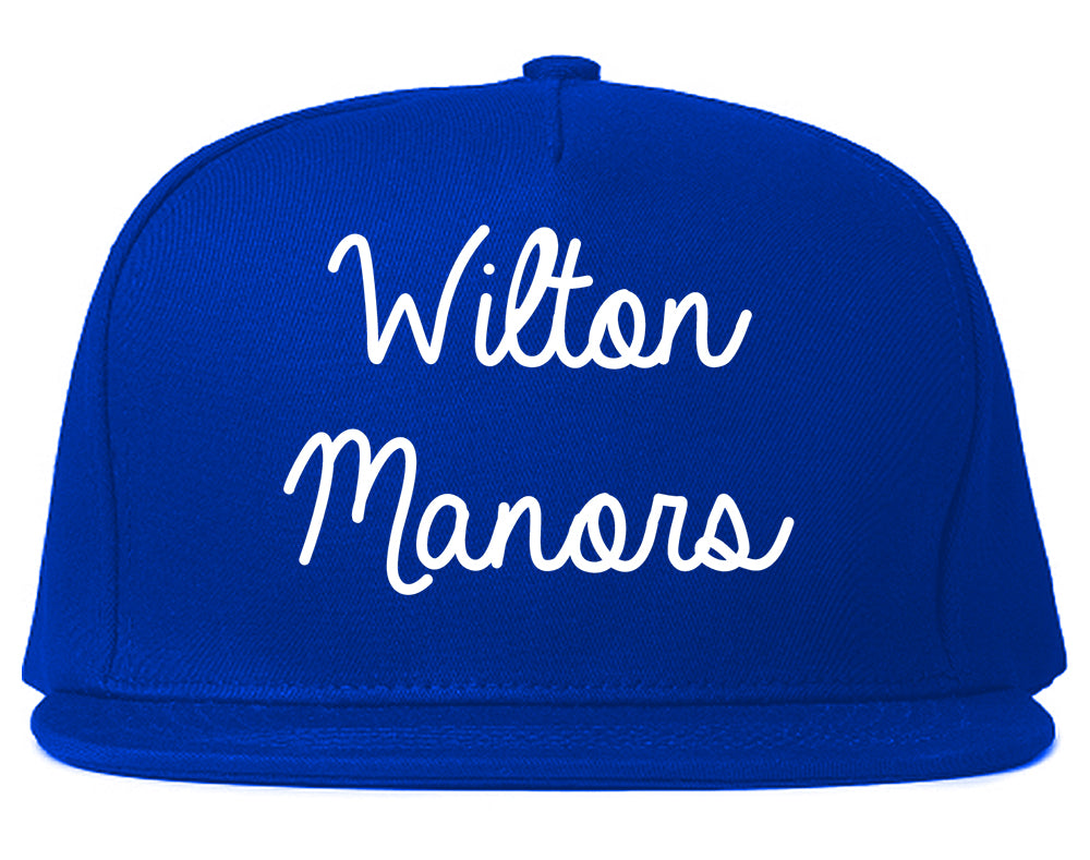 Wilton Manors Florida FL Script Mens Snapback Hat Royal Blue