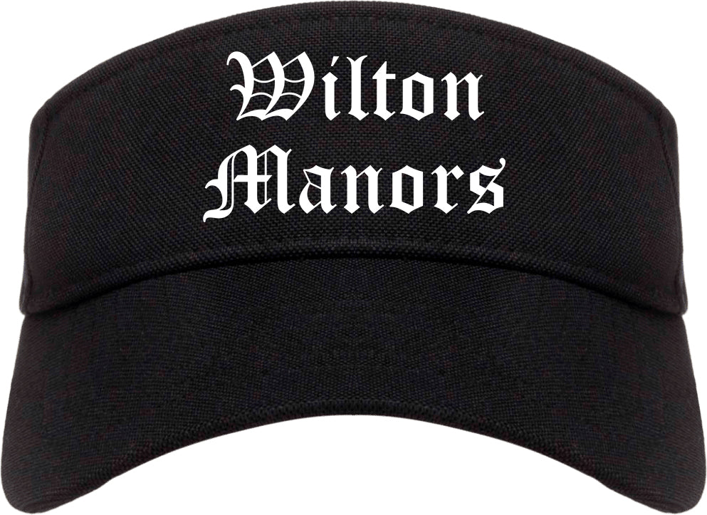 Wilton Manors Florida FL Old English Mens Visor Cap Hat Black