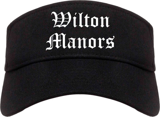 Wilton Manors Florida FL Old English Mens Visor Cap Hat Black