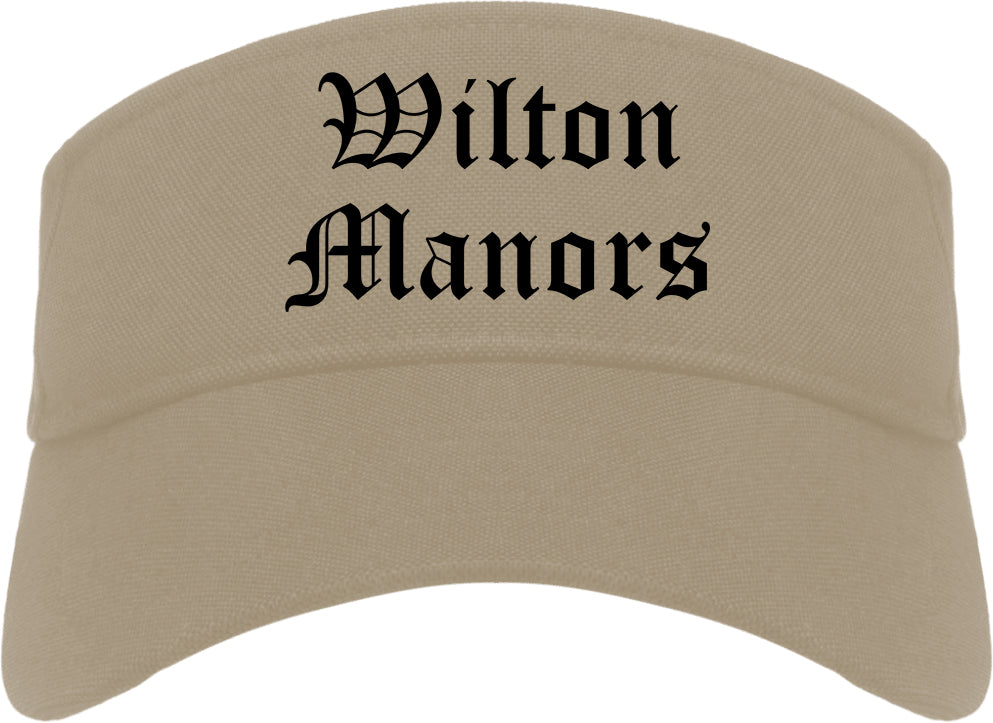 Wilton Manors Florida FL Old English Mens Visor Cap Hat Khaki