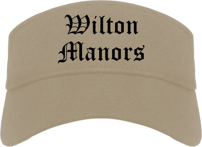 Wilton Manors Florida FL Old English Mens Visor Cap Hat Khaki