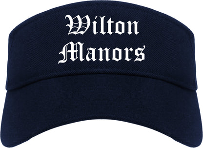 Wilton Manors Florida FL Old English Mens Visor Cap Hat Navy Blue