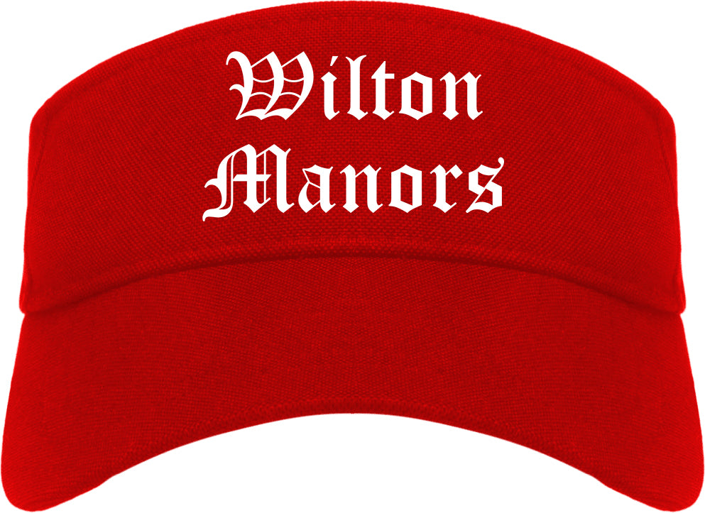 Wilton Manors Florida FL Old English Mens Visor Cap Hat Red