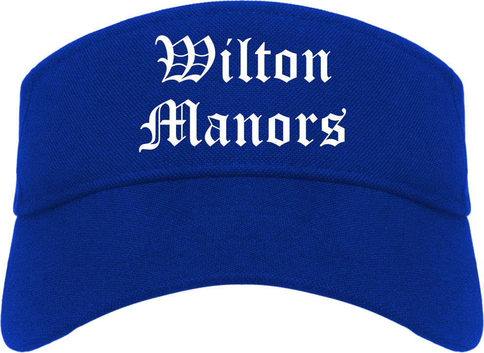 Wilton Manors Florida FL Old English Mens Visor Cap Hat Royal Blue