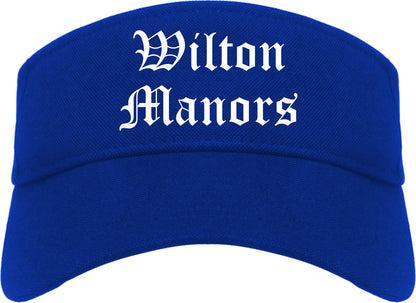 Wilton Manors Florida FL Old English Mens Visor Cap Hat Royal Blue