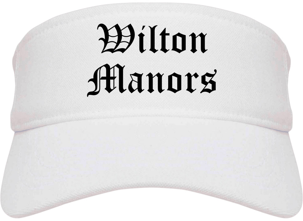 Wilton Manors Florida FL Old English Mens Visor Cap Hat White