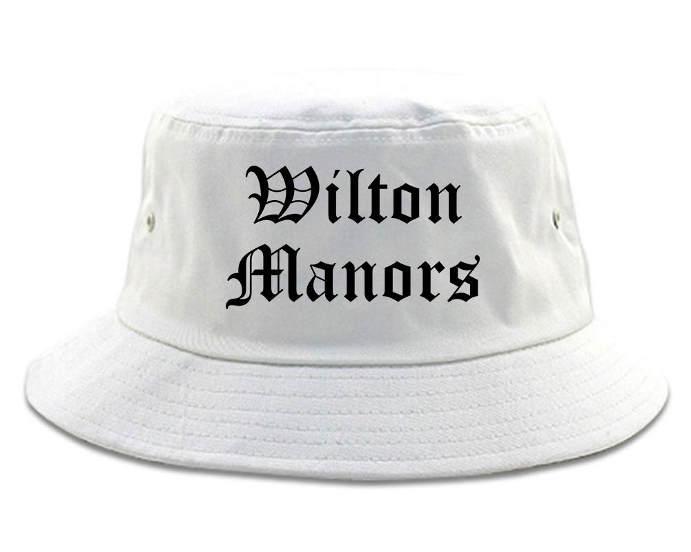Wilton Manors Florida FL Old English Mens Bucket Hat White