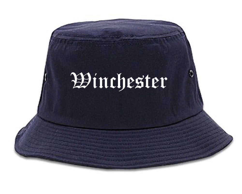 Winchester Indiana IN Old English Mens Bucket Hat Navy Blue