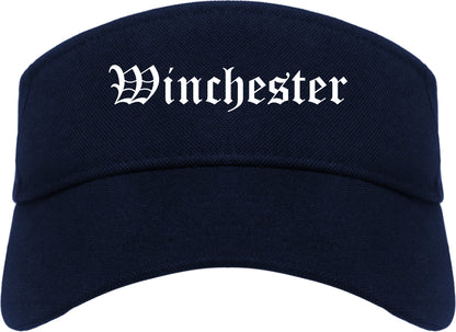 Winchester Indiana IN Old English Mens Visor Cap Hat Navy Blue