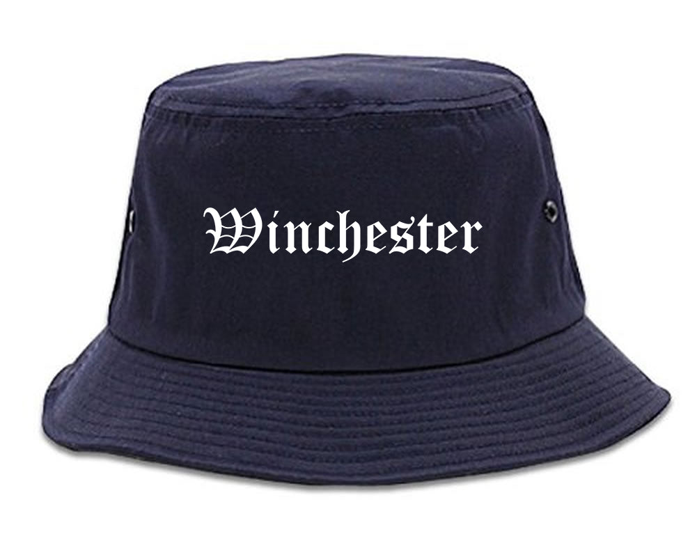 Winchester Virginia VA Old English Mens Bucket Hat Navy Blue