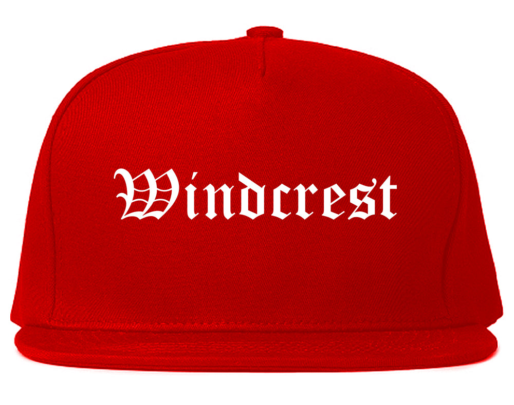 Windcrest Texas TX Old English Mens Snapback Hat Red
