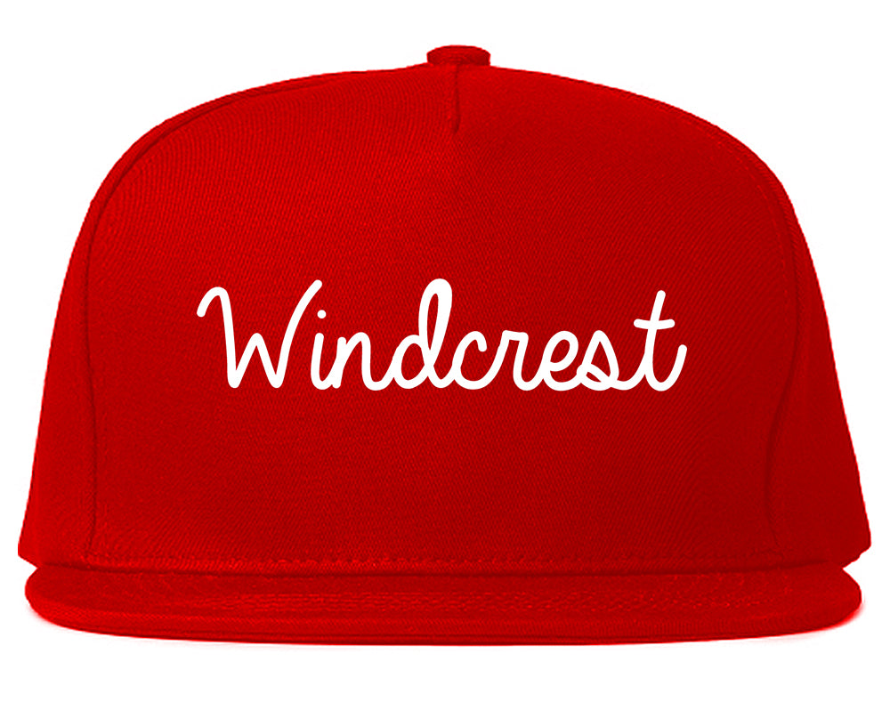 Windcrest Texas TX Script Mens Snapback Hat Red