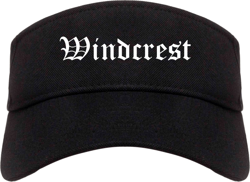 Windcrest Texas TX Old English Mens Visor Cap Hat Black