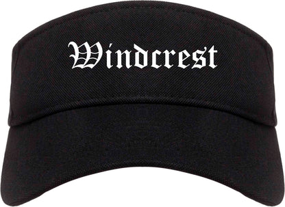 Windcrest Texas TX Old English Mens Visor Cap Hat Black