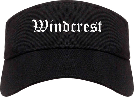 Windcrest Texas TX Old English Mens Visor Cap Hat Black