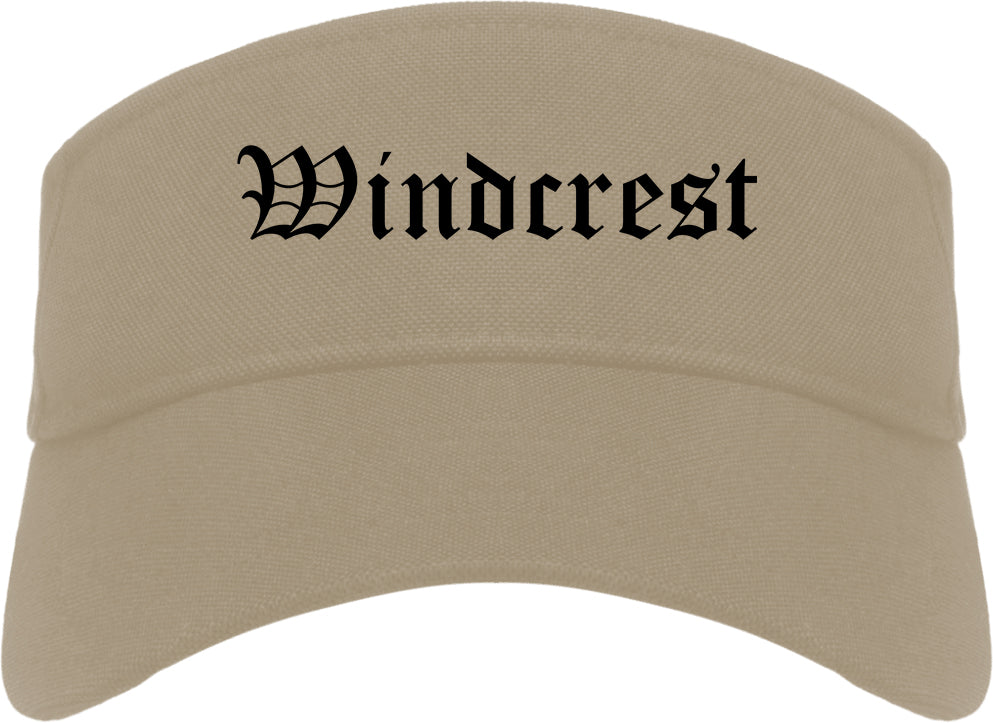 Windcrest Texas TX Old English Mens Visor Cap Hat Khaki