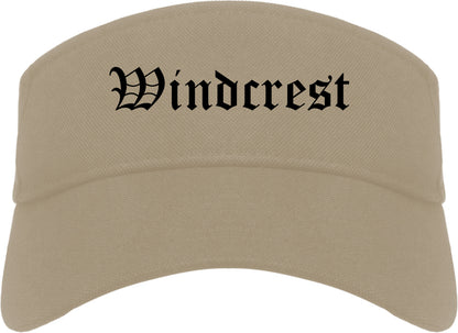 Windcrest Texas TX Old English Mens Visor Cap Hat Khaki