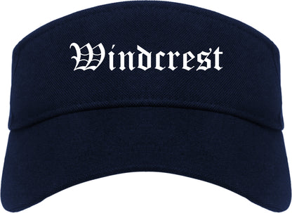 Windcrest Texas TX Old English Mens Visor Cap Hat Navy Blue