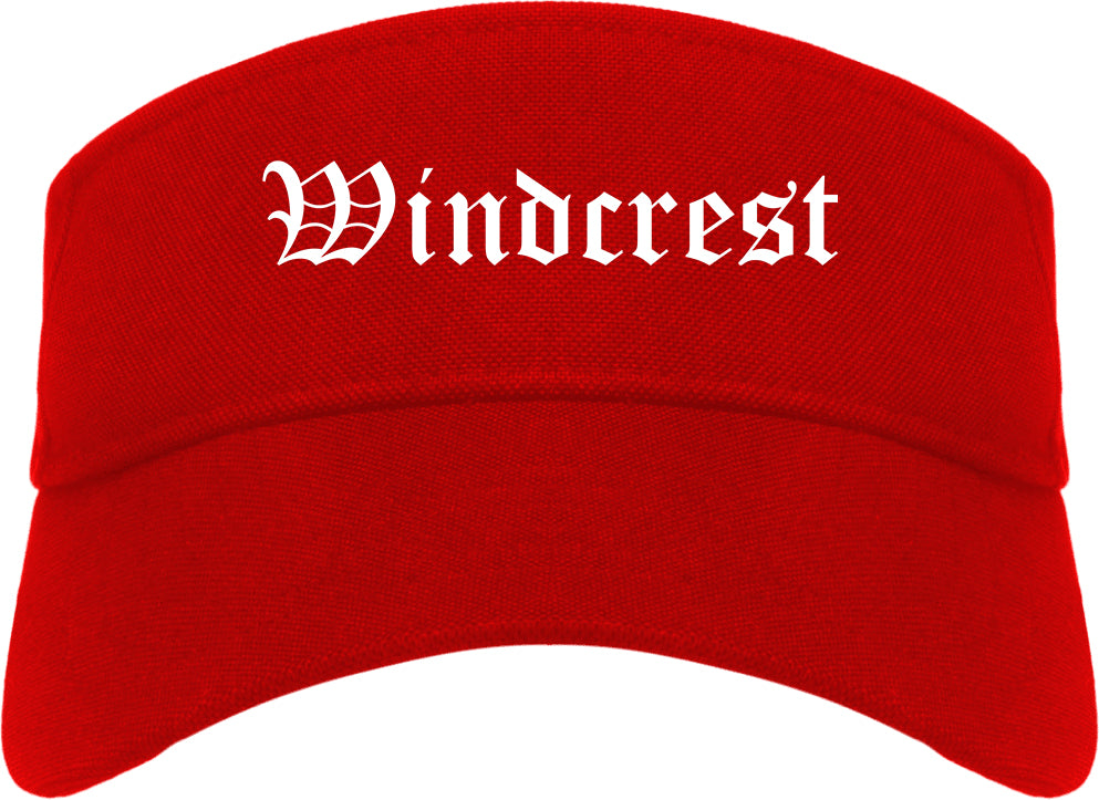 Windcrest Texas TX Old English Mens Visor Cap Hat Red