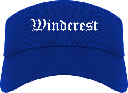 Windcrest Texas TX Old English Mens Visor Cap Hat Royal Blue