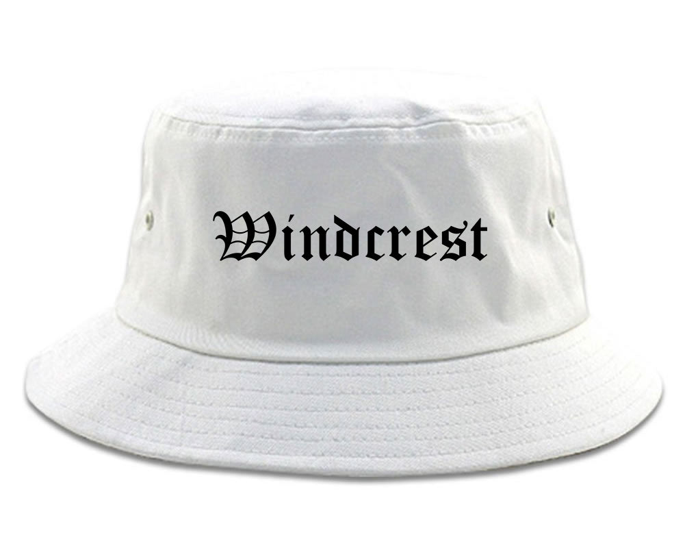 Windcrest Texas TX Old English Mens Bucket Hat White