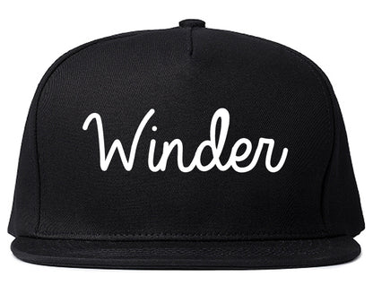 Winder Georgia GA Script Mens Snapback Hat Black