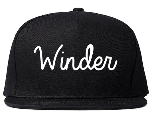 Winder Georgia GA Script Mens Snapback Hat Black