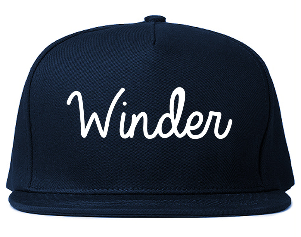 Winder Georgia GA Script Mens Snapback Hat Navy Blue