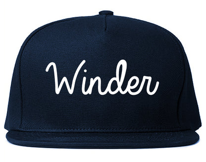 Winder Georgia GA Script Mens Snapback Hat Navy Blue