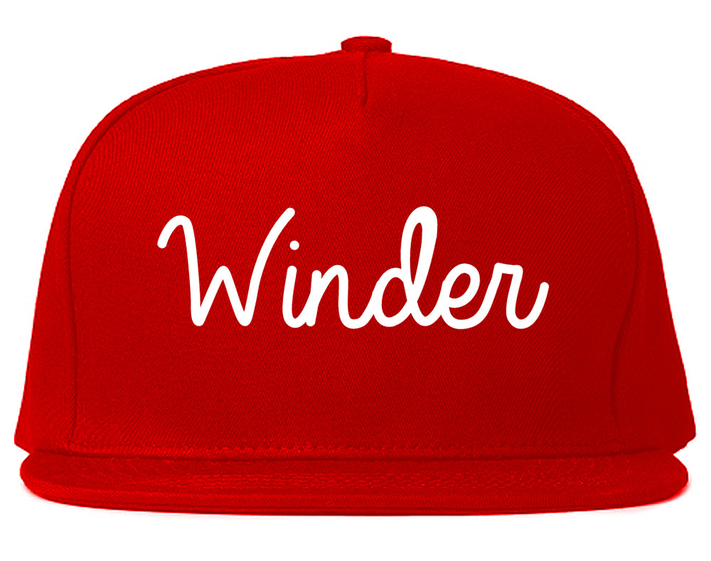 Winder Georgia GA Script Mens Snapback Hat Red