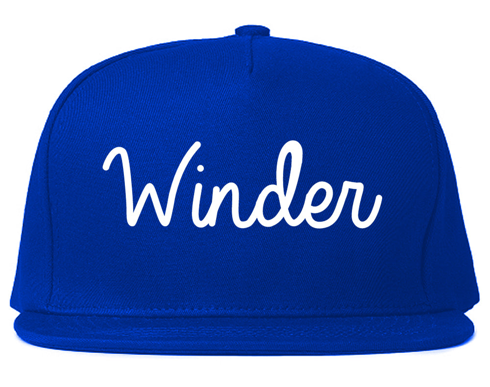 Winder Georgia GA Script Mens Snapback Hat Royal Blue