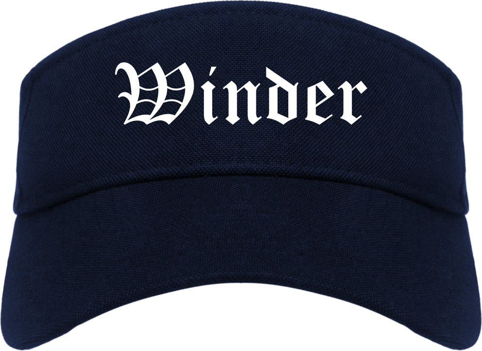 Winder Georgia GA Old English Mens Visor Cap Hat Navy Blue