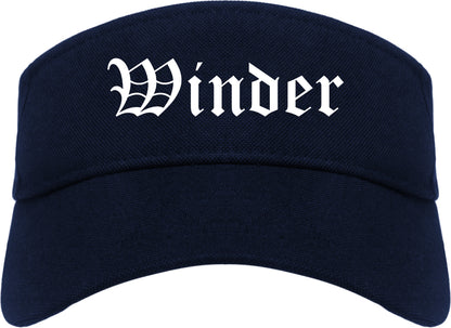 Winder Georgia GA Old English Mens Visor Cap Hat Navy Blue