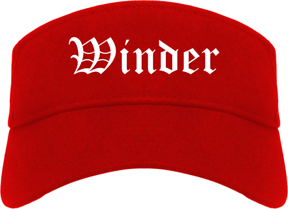 Winder Georgia GA Old English Mens Visor Cap Hat Red