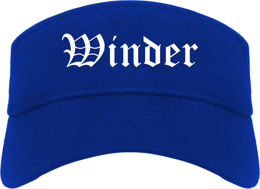 Winder Georgia GA Old English Mens Visor Cap Hat Royal Blue