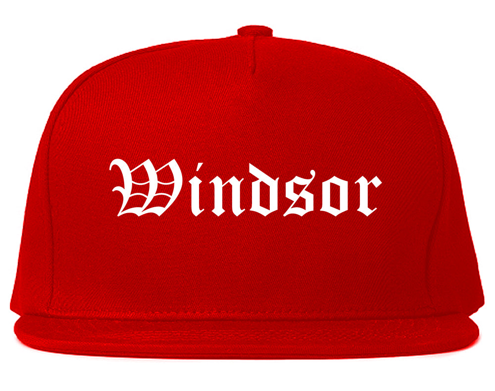Windsor California CA Old English Mens Snapback Hat Red