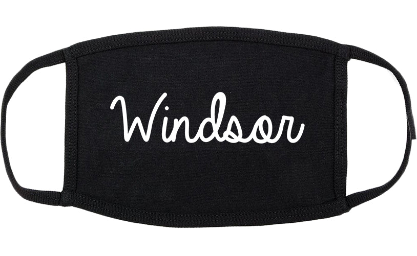 Windsor California CA Script Cotton Face Mask Black