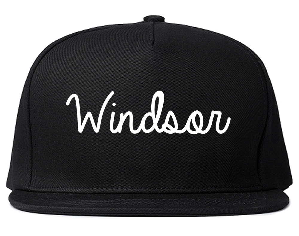 Windsor California CA Script Mens Snapback Hat Black