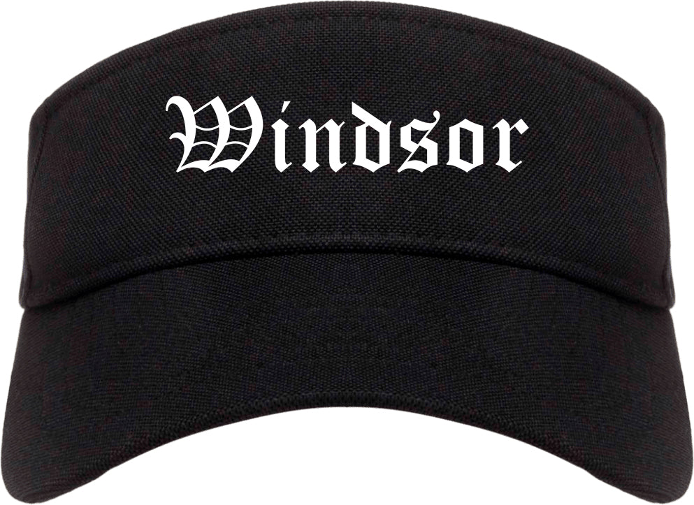 Windsor California CA Old English Mens Visor Cap Hat Black