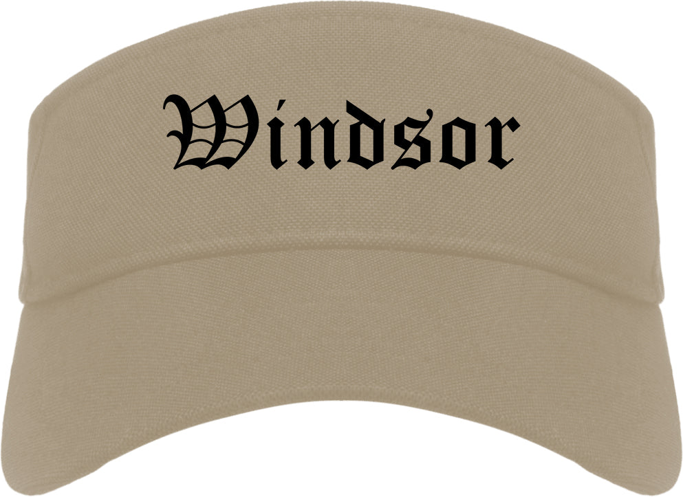 Windsor California CA Old English Mens Visor Cap Hat Khaki