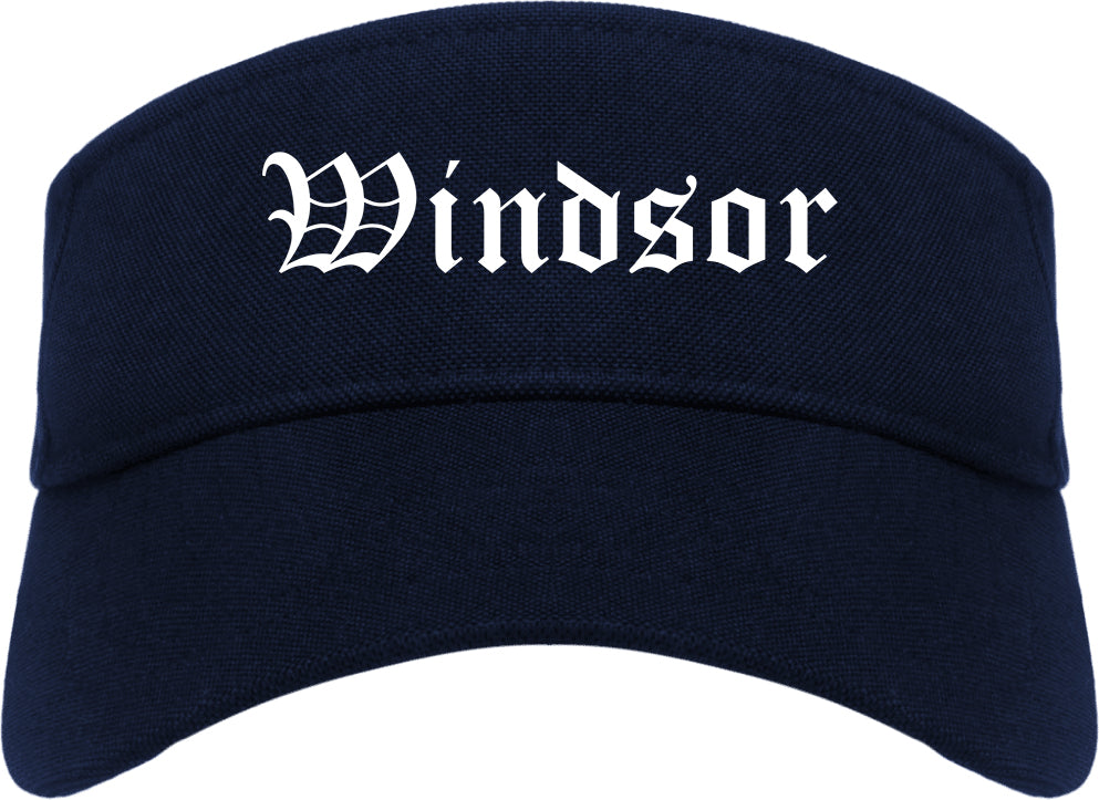 Windsor California CA Old English Mens Visor Cap Hat Navy Blue