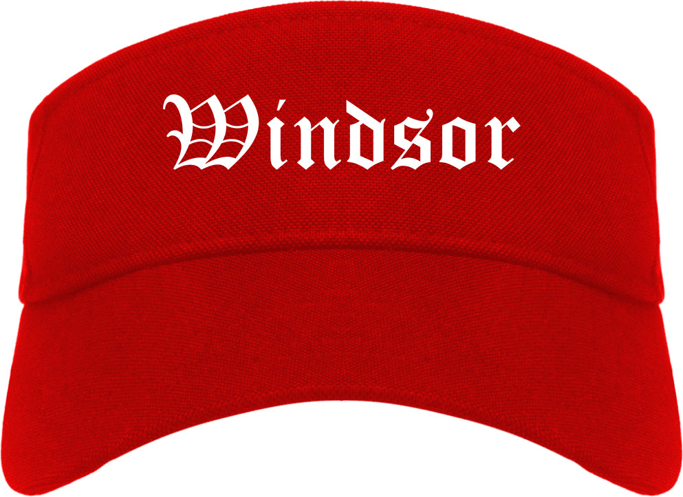 Windsor California CA Old English Mens Visor Cap Hat Red