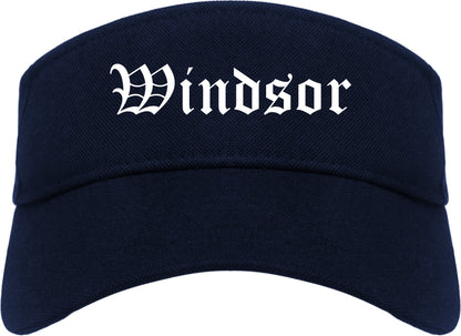 Windsor Colorado CO Old English Mens Visor Cap Hat Navy Blue