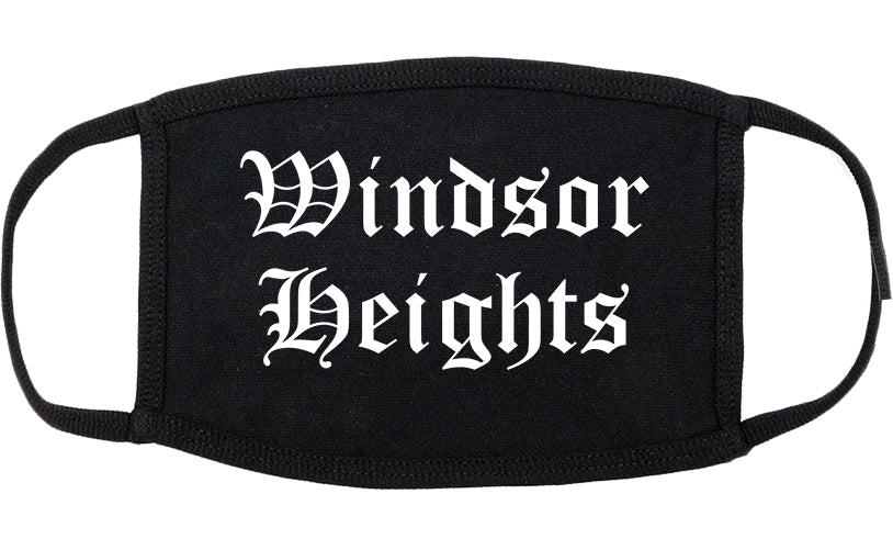 Windsor Heights Iowa IA Old English Cotton Face Mask Black