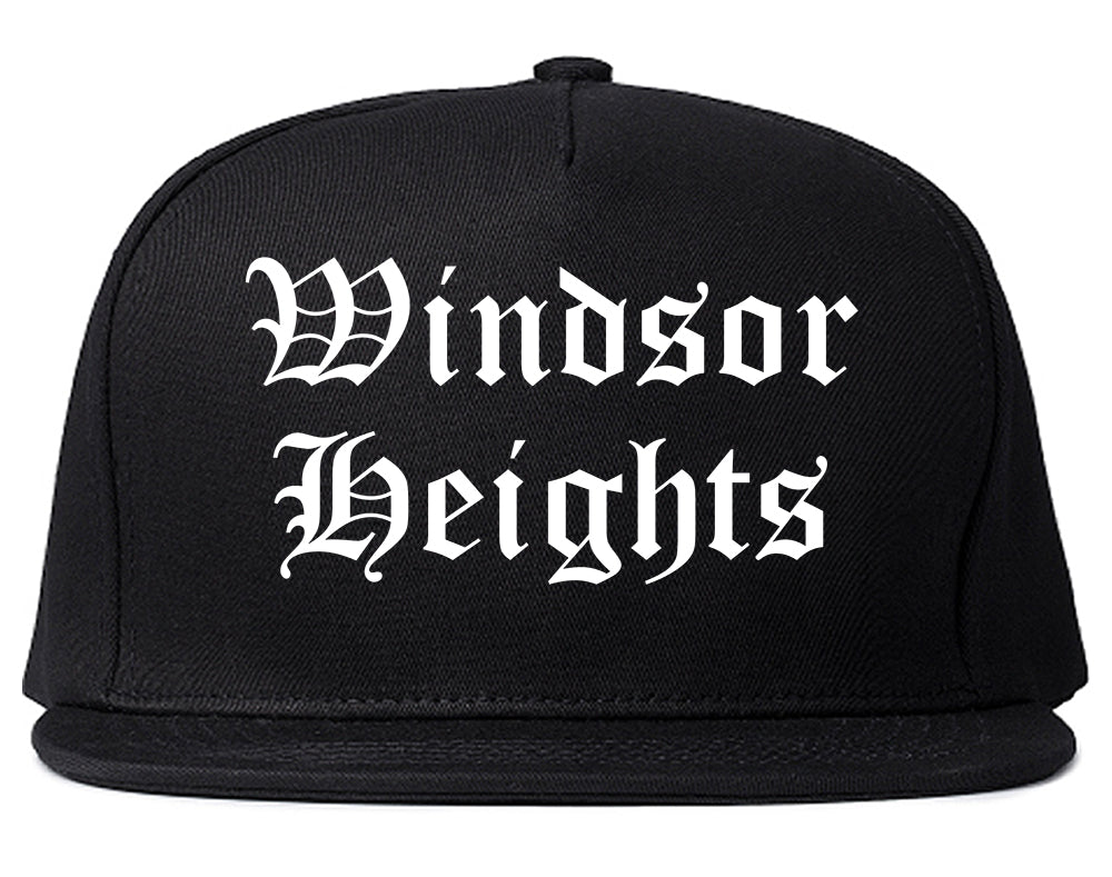 Windsor Heights Iowa IA Old English Mens Snapback Hat Black